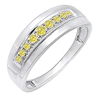 Dazzlingrock Collection 0.23 ctw. Round Diamond Single Row Wedding Band for Men in 925 Sterling Silver