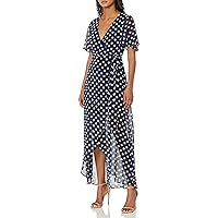Show Me Your Mumu Women's Marianne Wrap Maxi Dress with Short Sleeves and Polka Dots
