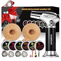 Cocktail Smoker Kit with Torch, 6 Flavors Wood Chips for Whiskey and Bourbon, Old Fashioned Smoker Kit for Infused Cocktail, Cheese, Salad and Meats, Gifts for Men, Dad and Boyfriend (No Butane)