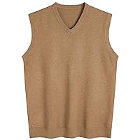 Amussiar Men's Casual Sweater Vest V-Neck Slim Fit Sleeveless Sweater Knitted Pullover Vest