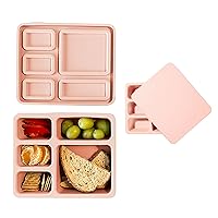 Austin Baby Co Leak-Proof Bento Lunch Box for Kids – Silicone Kids Lunch Container with 5 Leakproof Compartments – Food-Safe Materials, Sturdy, Dishwasher Safe, and BPA Free
