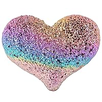 TUMBEELLUWA Rainbow Heart Shaped Stone Love Bismuth Ore Cluster Mineral Specimen Reiki Healing Crystal Ornament for Jewelry Making DIY Craft Home Office Decor