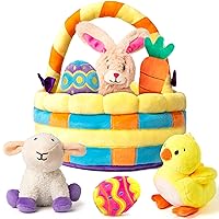 JOYIN 7 Pcs Easter Basket Plushies playset Easter Basket Stuffers Toys for Easter Party Favors Plush Easter Basket for Baby, Toddler & Kids of All Ages