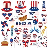 38PCS 4th of July American Photo Booth Props USA Independence Day Party Decorations Supplies