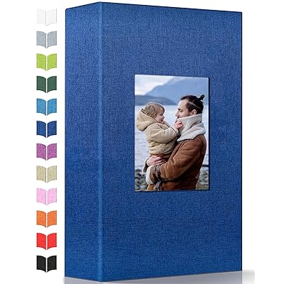 Artfeel Photo Album 4x6 with 300 Pockets,Slip-in Picture Albums,Linen Cover  Memory Book with Front Window,White Page Vertical Photo Book for