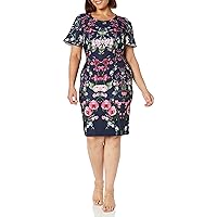 Adrianna Papell Women's Printed Floral Crepe Dress