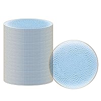 PARTY BARGAINS 13-Inch Charger Plates - 96 Pack, Hammered Blue Gold Rim, Heavy-Duty Disposable Chargers for Elegant Dining - Ideal for Weddings and Formal Events