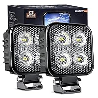 Nilight 2PCS 3Inch Led Pods Square 1500LM Built-in EMC Work Light 90° Flood Beam Angle for Offroad Lights Side Light Rear Back-Up Light for Tractor Truck Motorcycle Boat ATV UTV, 5 Years Warranty