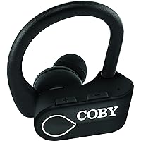 Coby Sports True Wireless Earbuds | Ear Buds Wireless Bluetooth Earbuds | 5 Hour Battery Life, Automatic Bluetooth 5.3 Pair, Sweatproof for Gym, Running, Workout, Exercise | iPhone & Android (Black)