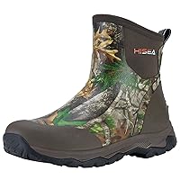 HISEA Excursion Pro Men's Rain Boots Ankle Height Rubber Neoprene Hunting Boots Waterproof Insulated Outdoor Work Booties for Hunting Gardening Farming Hiking Camping and Mud Working