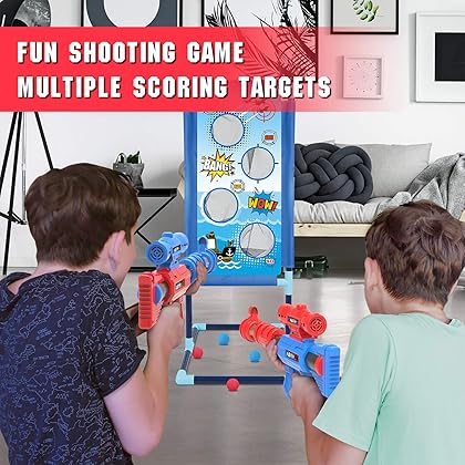 YEEBAY Shooting Game Toy for Age 6, 7, 8,9,10+ Years Old Kids, Boys - 2pk Air Guns & Shooting Target & 24 Foam Balls - Ideal Gift - Compatible with Toy Guns