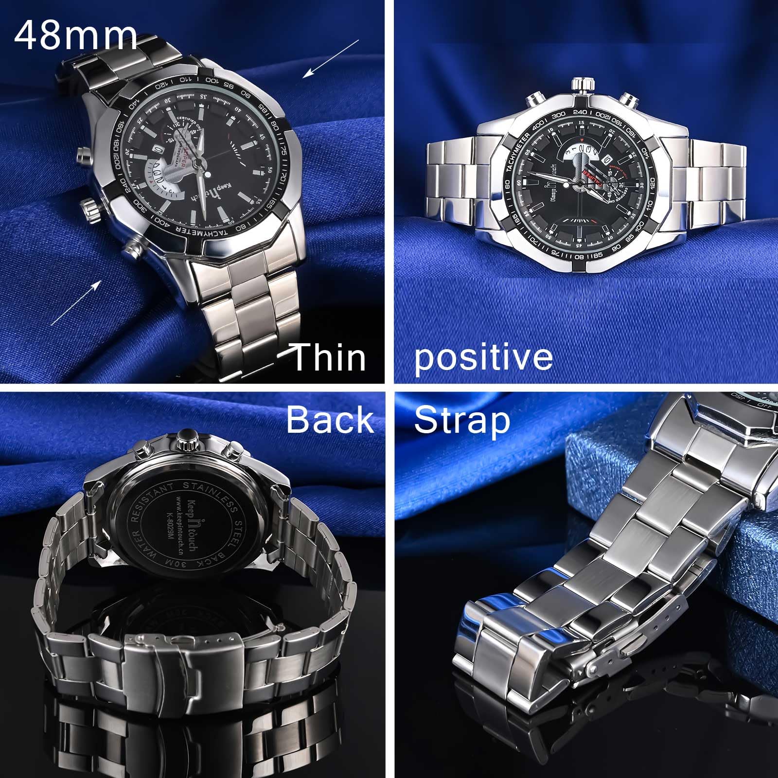 MicLee Herrennuhr Analoge Einfaches Armbanduhr Einfaches rundes Zifferblatt Quarzuhr mit Edelstahl Armband