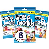 Welch's Juicefuls Juicy Fruit Snacks, Mixed Fruit, Fruit Gushers, Gluten Free, 4 Oz Sharing Size Bags (Pack of 6)
