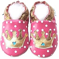Leather Baby Soft Sole Shoes Boy Girl Infant Children Kid Toddler Crib First Walk Gift Tiara Fuchsia 0-3Y