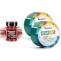 Resiners Resin Tape & Holographic Ultra Fine Glitter Powder - 2IN W x 120FT L x 2 Rolls for River Tables,Tumblers,Slime
