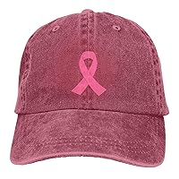 Pink Ribbon Breast Cancer Disease Sunhat Distressed Washed Denim Cowboy Baseball Cap Classic Dad Hat Men Women