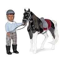 Lori – Mini Boy Doll & Toy Horse – 6-inch Doll & Black Pinto Horse – Set with Clothes, Animal & Accessories – Playset for Kids – 3 Years + – Landon & Luna