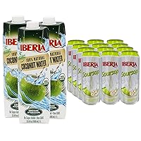 Iberia Soursop Juice Drink, 16.57 Fl Oz (Pack of 12) + Iberia 100% Pure Organic Coconut Water, 1 Liter, 33.8 Fl Oz (Pack of 3)