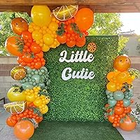 Little Cutie Baby Shower Arch Balloons Garland with Orange Yellow Sage Green Balloons for Baby Shower Tangerine Theme Summer Fruit Birthday Party Decorations (Orange)