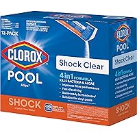 Clorox Pool & Spa Shock Clear, Swim-Ready in 15 Minutes, Fast-Dissolving for Crystal Clear Water 12-Pack