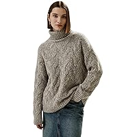 LilySilk 100% Cashmere Sweater for Women Oversized Turtleneck Pullover Ribbed with Relaxed One-Size Fit