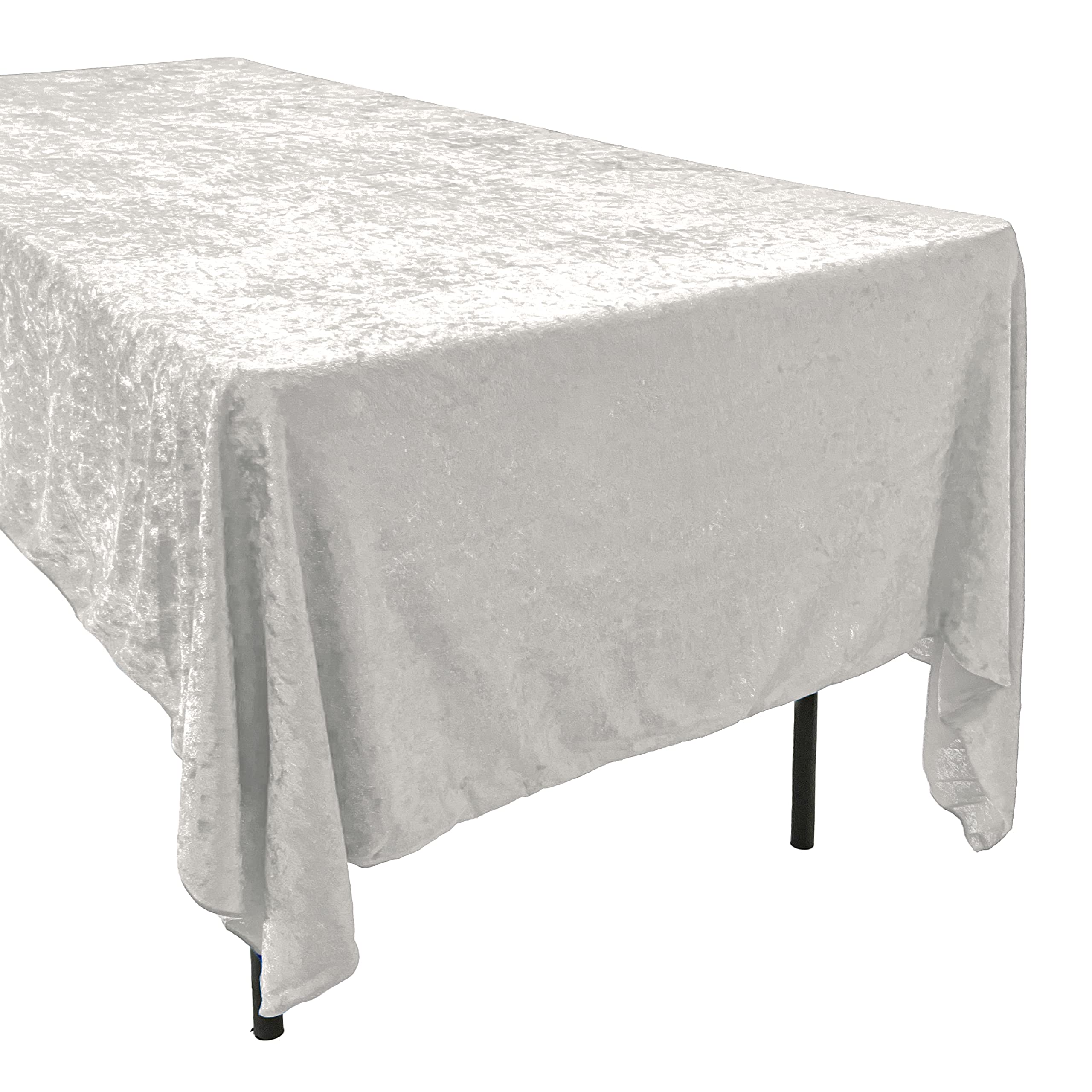 AK TRADING CO. Lush Panne Velvet Tablecloth - 60 x 102 Inch Rectangular Table Cover | Great for Buffet Table, Parties, Holiday Dinner, Wedding & Baby Shower (White, 60 x 102 Inch)