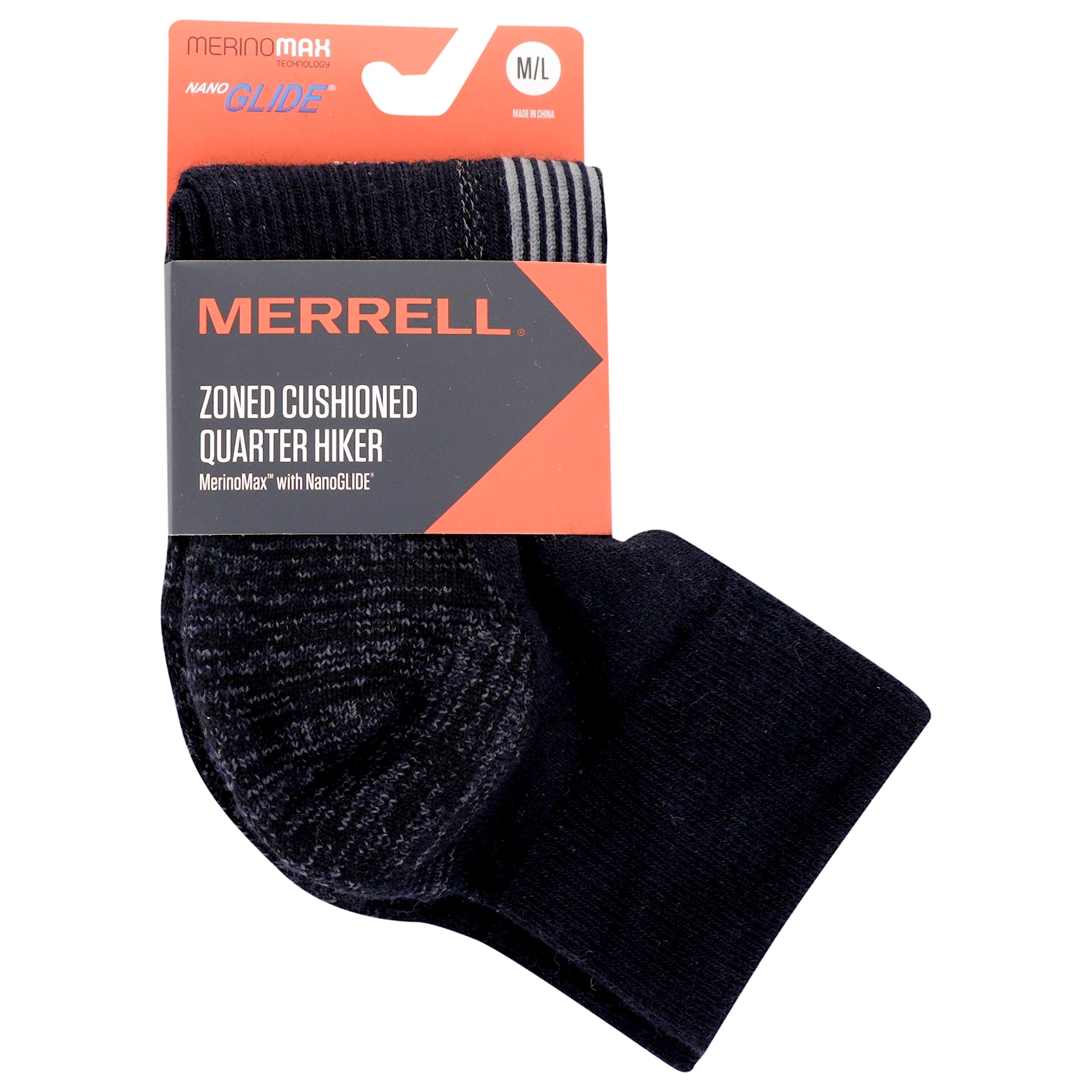 Merrell Men's and Women's Zoned Cushioned Wool Hiking Socks-1 Pair Pack-Breathable Unisex Arch Support