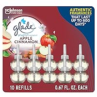 Glade PlugIns Refills Air Freshener, Scented and Essential Oils for Home and Bathroom, Apple Cinnamon, 6.7 Fl Oz, 10 Count (Packaging May Vary)