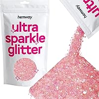 Hemway Peach Pink Iridescent Mix Glitter Chunky Multi Purpose Dust Powder Arts & Crafts Decorations Costumes Makeup Cosmetic Face Eye Body Nails Skin Hair Festival 100g