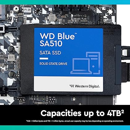 Western Digital 1TB WD Blue SA510 SATA Internal Solid State Drive SSD - SATA III 6 Gb/s, 2.5