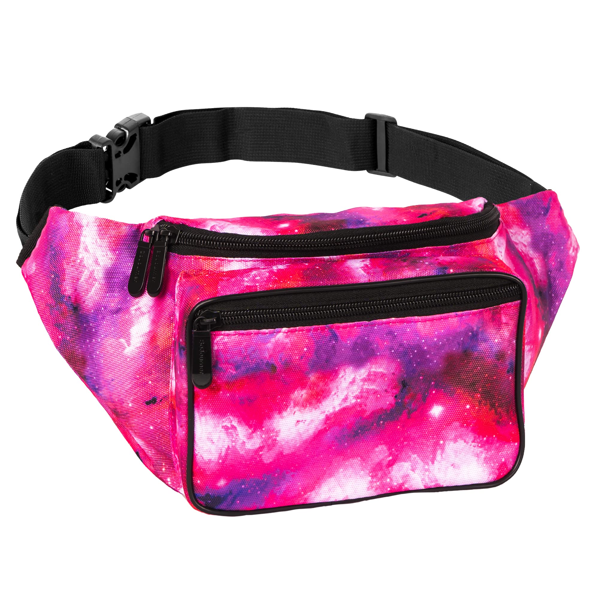 Fanny Pack Belt Bag I Mens Fanny Packs for Women - Crossbody Bag Bum bag Waist Bag Waist Pack -For Halloween costumes, for Hiking, Running, Travel, Waterproof and more (Galaxy Pink & Purple)