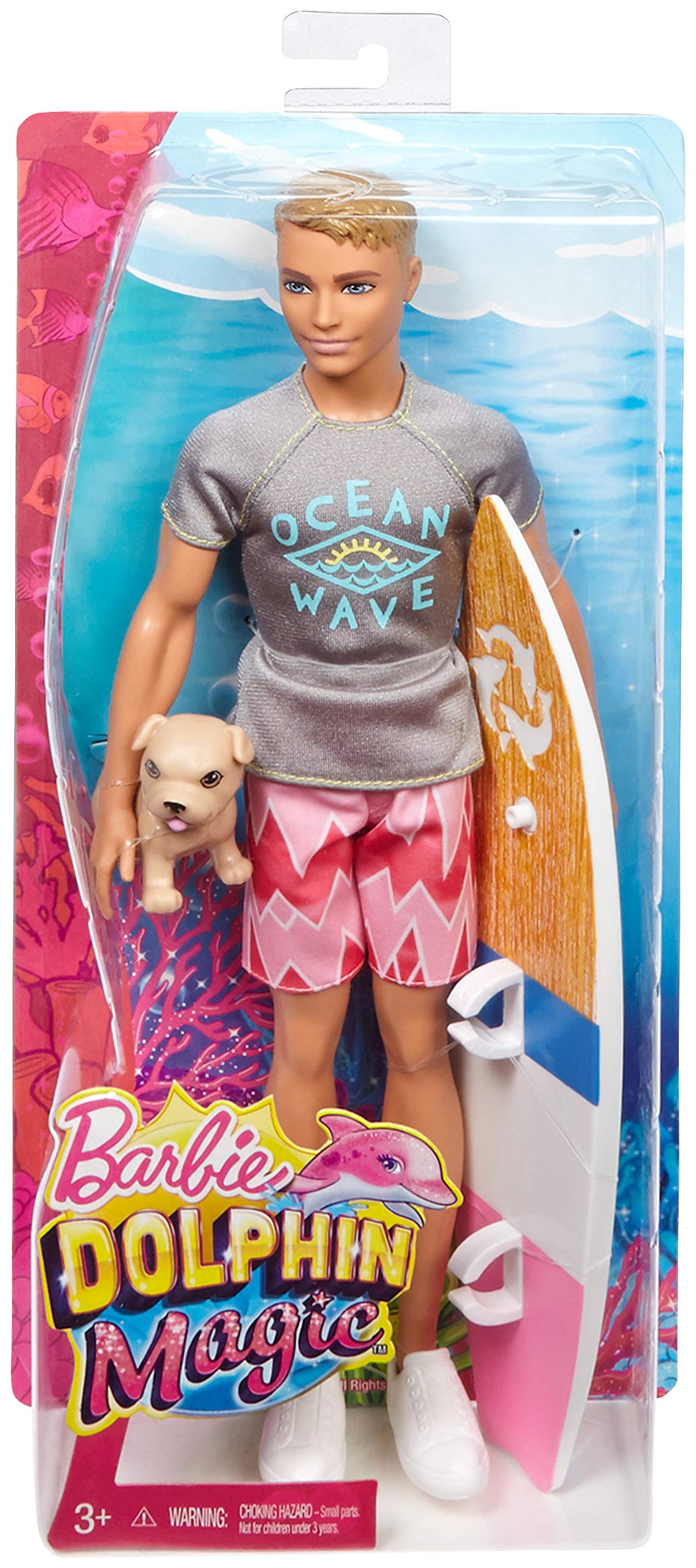 Ken Doll with Puppy and Surfboard