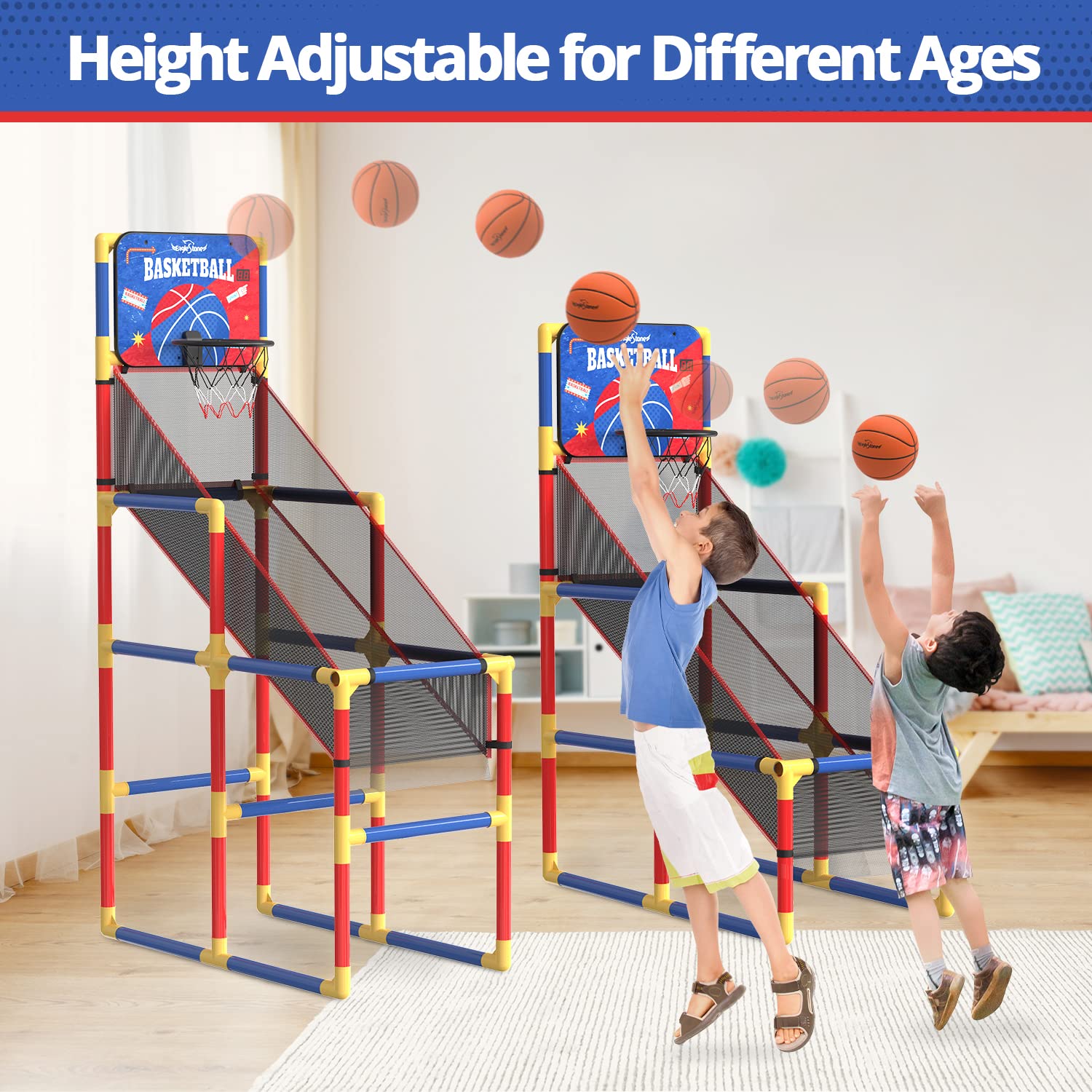 EagleStone Basketball Hoop Arcade Game Indoor W/Electronic Scoreboard, Basketball Hoop Outdoor for Kids with 4 Balls, Cheer Sound. Toddler Basketball Sports Toys, Basketball Gift for Boys & Girls…