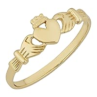Kooljewelry 10k Yellow Gold High Polish Claddagh Ring (size 4, 6, 7 or 8)
