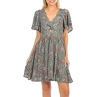 Angie Women's Twist Front Peekaboo Cutout Short Sleeve Dress