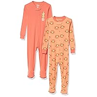 Amazon Essentials Disney | Marvel | Star Wars Unisex Toddlers and Babies' Snug-Fit Cotton Footed Pajamas, Multipacks