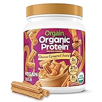Orgain Organic Vegan Protein Powder, Churro Caramel Swirl - 21g Plant Based Protein, 8g Prebiotic Fiber, Low Net Carb, No Lactose Ingredients, No Added Sugar, Non-GMO, For Shakes & Smoothies, 1.02 lb