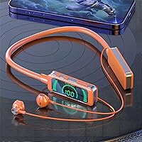新款ZDEJX88耳机运动风挂脖式蓝牙耳机可插卡数显镜面 (橙色)