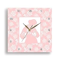 3dRose Breastfeeding Mother on Pink and White Background-Wall Clock, 15-inch (DPP_220325_3)