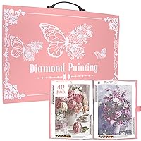 ZYNERY A2 Diamond Painting Storage Book Handheld, 40 Pages Diamond Art Portfolio, Large Diamond Art Storage Folder Suitable for 12x16 inch Diamond Painting (Pink)