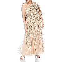 Adrianna Papell Women's One Shoulder Beaded Dress