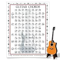 Mini Guitar Chord Chart Poster - Laminated Guitar Chord Poster for Beginners and Musicians - Guitar Posters for Walls with 116 Chords - Acoustic Guitar Accessories - 8.5
