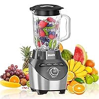 Professional Blender with 1200 Watts and 64 oz Glass Jar Kitchen Countertop Blender for Shakes and Smoothies with High Speed Total Crushing Smoothie Blender Black for Smoothies Frozen Drinks