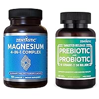 4-in-1 Magnesium Complex - Chelated Magnesium Glycinate, Malate, Taurate & Lactate & Probiotics & Prebiotics Supplement
