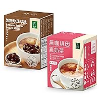 Caffeine-Free Bundle - Brown Sugar Bubble Milk with Tapioca/Bubble Pearls & Rooibos Milk Tea Kit with Sugar Sachet Included - Pure Ingredients No Additives - Total of 10 Servings