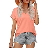 XIEERDUO Womens Summer Tops Short Sleeve Shirts Casual V Neck T Shirt Loose Fit Comfy