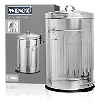 Step Trash Can with Lid and Pedal, Retro Metal Garbage Bin, for Bathroom, Kitchen, Office, Soft Close, 5 Gallon, 12.2 x 18.7 x 12.2 in, Gray