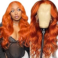 13x4 Ginger Orange Lace Front Wigs Human Hair Pre Plucked Body Wave Glueless HD Lace Frontal Wigs Human Hair 180% Density Brazilian Virgin Human Hair Wigs for Black Women 22 Inch