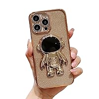 Cute Light and Thin 3D Astronaut Stand Phone case for iPhone 15 14 13 12 11 Pro Max 13 Mini 14 15 Plus, TPU Glitter Shockproof Protective Back Cover