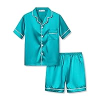 Topgal Satin Pajamas for Girls – Coat Style Silky Button Down PJ Set Size 6-16